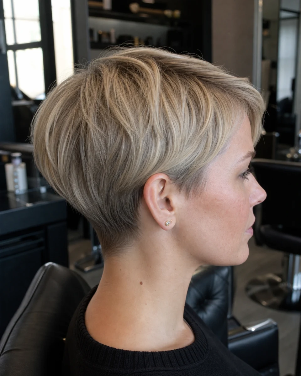 Illustrative reference showing short blonde hair