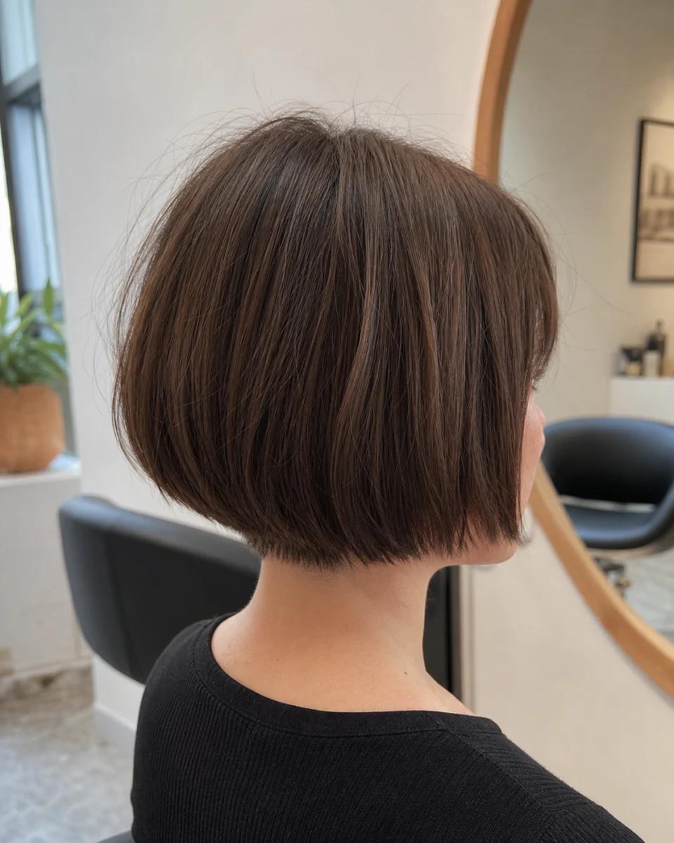 Illustrative reference showing a blunt bob haircut